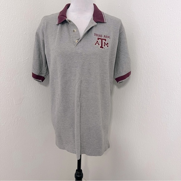 Red Oak Sportswear Men’s Texas A&M Polo Collar Shirt Gray & Maroon Large Cotton - Picture 1 of 7